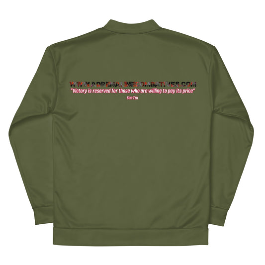 Unisex Bomber Jacket - Adrenaline Combatives - Sun Tzu Quote: "Victory is reserved for those who are willing to pay its price"
