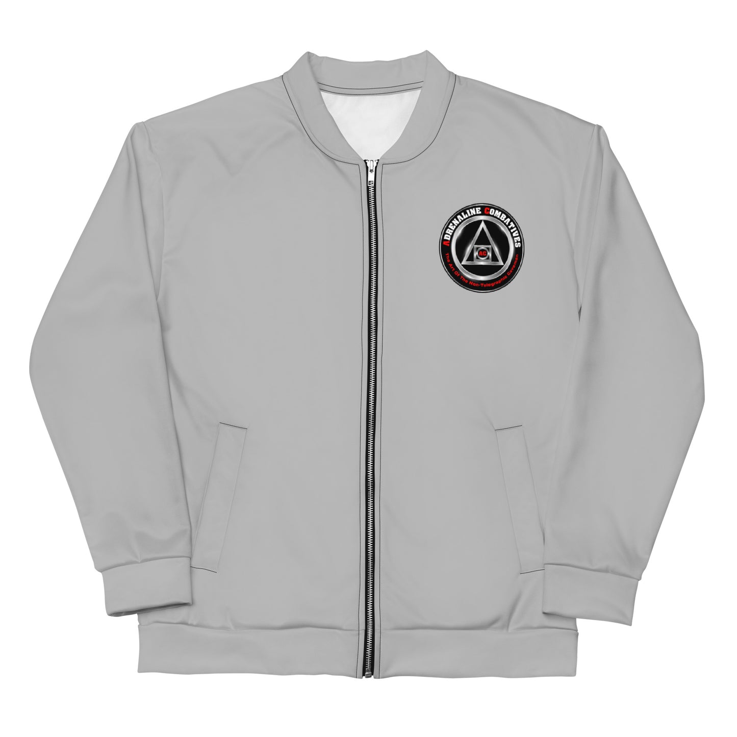 Unisex Bomber Jacket - Adrenaline Combatives - Quote: “Never, ever, ever give up!”