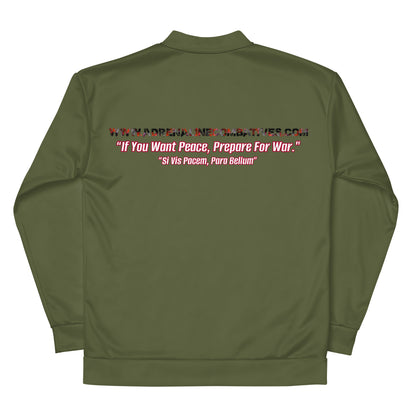 Unisex Bomber Jacket - Adrenaline Combatives - Latin Quote: “If You Want Peace, Prepare For War."