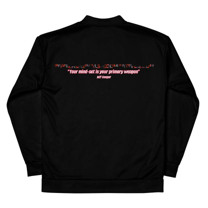 Unisex Bomber Jacket - Adrenaline Combatives - Jeff Cooper Quote: “Your mind-set is your primary weapon”