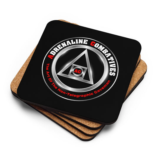Cork-back coaster - Black - Adrenaline Combatives - Logo
