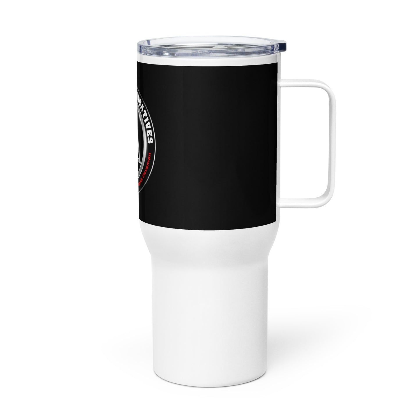 Travel mug with a handle - Black - Adrenaline Combatives - Logo