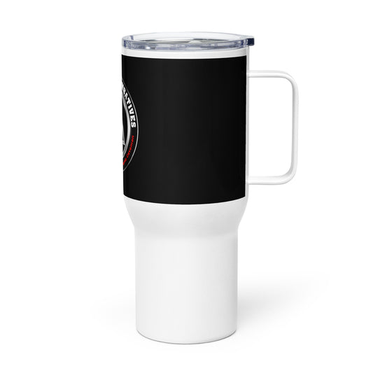 Travel mug with a handle - Black - Adrenaline Combatives - Logo