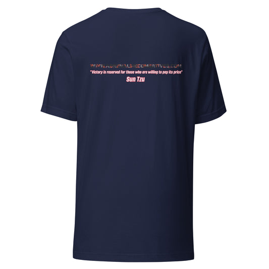 Unisex t-shirt - Adrenaline Combatives - Sun Tzu Quote: "Victory is reserved for those who are willing to pay its price"